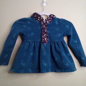 Matilda Jane Shirt Girls 4 Long Sleeve Hood School Apple Owl Blue Purple